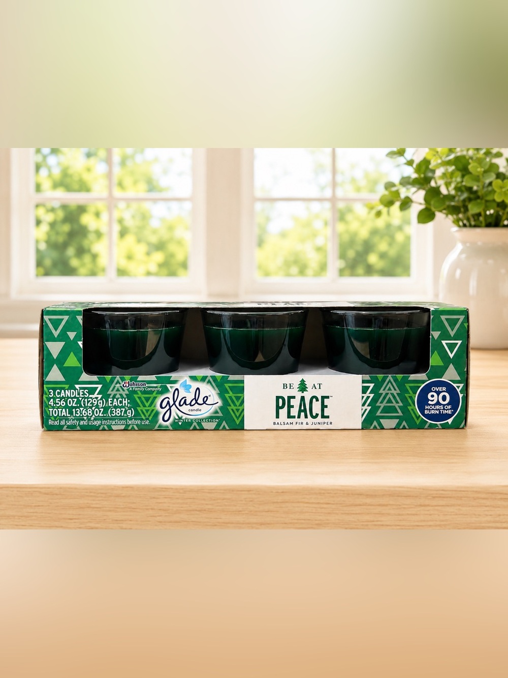 Glade Winter Collection Be At Peace Balsam Fir & Juniper 4.56 oz Candles 3-Pack